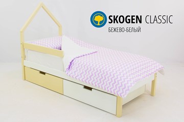 Кровать-домик в детскую мини Skogen бежево-белый в Липецке
