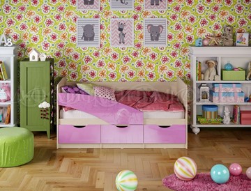 Детская кровать Бабочки 800*1600, Сиреневый глянец в Липецке