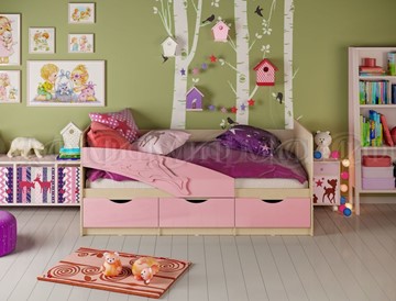 Детская кровать Дельфин, Розовый глянец 80х180 в Липецке