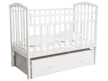 Кроватка в детскую Золушка 7, 60х120, массив березы, цвет белый в Липецке