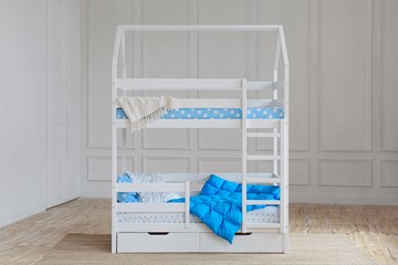 Детская двухэтажная кровать Домик с ящиками, цвет белый в Липецке
