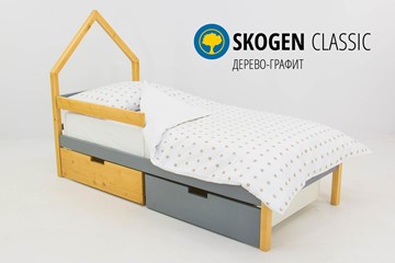 Кровать-домик в детскую мини Skogen дерево-графит в Липецке