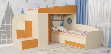 Детская кровать-шкаф Кадет-2, корпус Дуб, фасад Оранжевый в Липецке