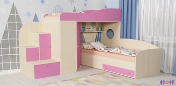 Детская кровать-шкаф Кадет-2, корпус Дуб, фасад Розовый в Липецке