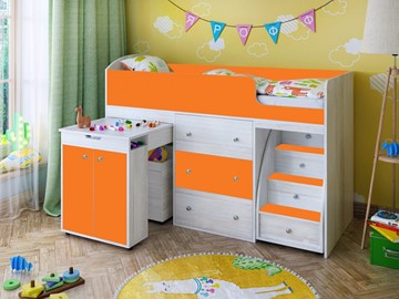 Детская кровать-шкаф Малыш 1600, корпус Винтерберг, фасад Оранжевый в Липецке