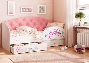 Детская кровать Эльза с бортиком, Розовый (щиты) в Липецке