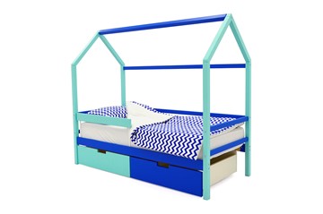 Детская кровать-домик Svogen синий-мятный в Липецке