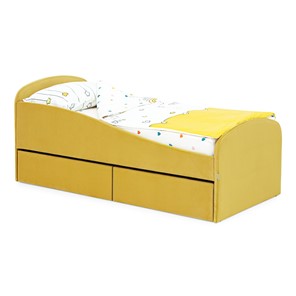 Мягкая кровать с ящиками Letmo 190х80 горчичный (велюр) в Липецке