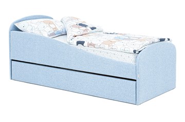 Мягкая кровать с ящиком Letmo небесный (рогожка) в Липецке