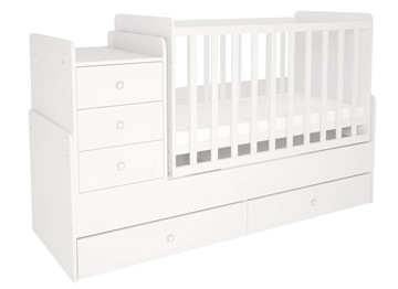Кровать для новорожденных с комодом POLINI Kids Simple 1100 Белый в Липецке