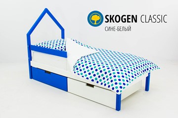 Кровать-домик мини Skogen сине-белый в Липецке