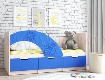 Детская кровать с ящиками Юниор-3, синий матовый в Липецке