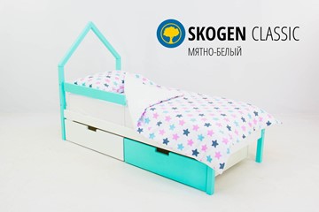 Кровать-домик в детскую мини Skogen белый-мятный в Липецке
