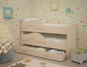 Детская кровать для мальчика Радуга 1.6 с ящиком, цвет Млечный дуб в Липецке
