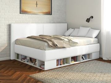 Подростковая кровать Орматек Lancaster 1, 120х200, ЛДСП белая, экокожа белая в Липецке