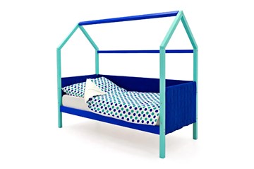 Детская кровать-домик Svogen, мятный-синий мягкая в Липецке