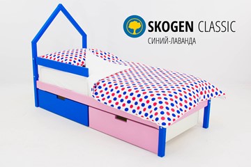 Кровать-домик в детскую мини Skogen синий-лаванда в Липецке