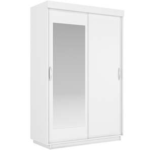 Шкаф 2-х дверный Лайт (ДСП/Зеркало) 1000х595х2120, Белый Снег в Липецке