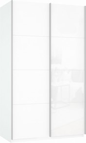 Шкаф-купе Прайм (ДСП/Белое стекло) 1600x570x2300, белый снег в Липецке