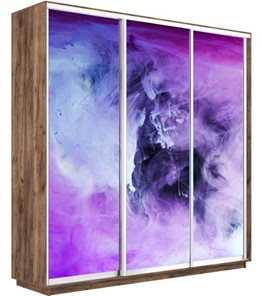Шкаф 3-дверный Экспресс 2400х600х2200, Фиолетовый дым/дуб табачный в Липецке