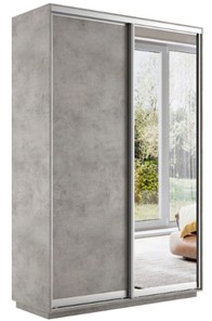 Шкаф 2-х створчатый Экспресс (ДСП/Зеркало) 1400х600х2200, бетон в Липецке