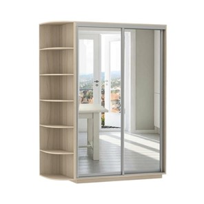 Шкаф 2-дверный Экспресс (2 зеркала), со стеллажом 1700x600x2200, шимо светлый в Липецке