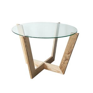 Круглый столик КРОНИД Оникс-10, Натуральный массив/Прозрачное стекло в Липецке