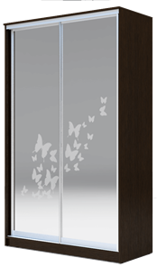 Шкаф 2-х дверный 2400х1362х620 два зеркала, "Бабочки" ХИТ 24-14-66-05 Венге Аруба в Липецке