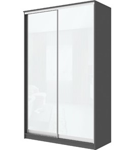 Шкаф 2-х дверный Хит-22-4-12-22 с цветным стеклом, белое №10, Графит в Липецке
