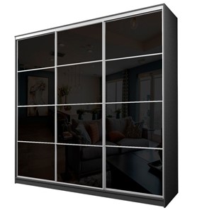 Шкаф 3-х дверный MAX МШ-25-6-24-222, Профиль Белый/Цвет Графит/Oraclal Черный в Липецке