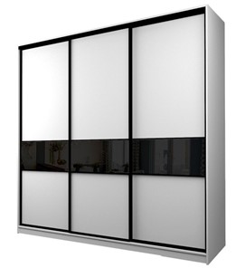 Шкаф 3-х створчатый MAX МШ-25-6-24-999, Профиль Черный/Цвет Белый/Oraclal Черный в Липецке