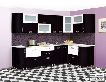 Модульная кухня Мыло 128 2700х1500, цвет Черный/Белый металлик в Липецке