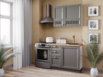 Модульный кухонный гарнитур Амели-3 1600, Белый/Оникс серый в Липецке