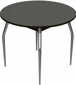 Обеденный раздвижной стол Ривьера исп. круг хром №5 (стекло коричневое/венге) в Липецке