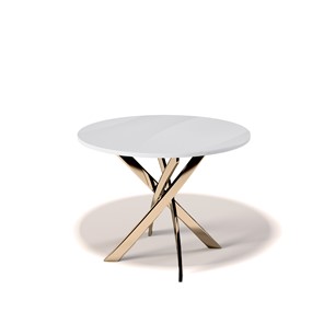 Стеклянный стол Kenner R1000 (Золото/Стекло белое глянец) в Липецке