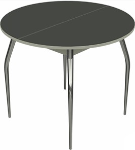 Кухонный стол раскладной Ривьера исп. круг хром №5 (стекло черное/белый) в Липецке