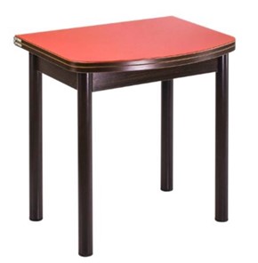 Кухонный стол раздвижной СПГ-01 СТ1, венге ЛДСП/стекло оранжевое/38 прямые трубки крашеные коричневый в Липецке