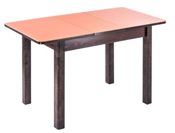 Кухонный раскладной стол Айсберг-07 СТ1, венге ЛДСП/стекло оранжевое/42 прямые массив венге в Липецке