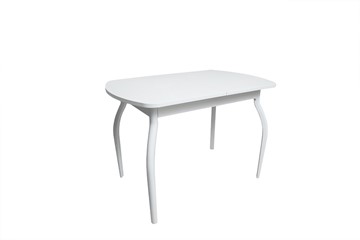 Кухонный раздвижной стол ПГ-02СТ белое/белое/крашенные фигурные в Липецке