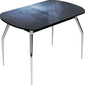 Кухонный стол раздвижной Ривьера исп.2 хром №5 (Exclusive h149/черный) в Липецке