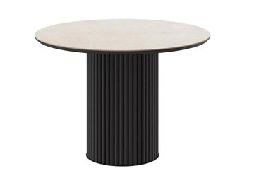 Керамический обеденный стол DikLine AKR120, керамика 120, STONE BEIGE PREMIUM CER/ЧЕРНЫЙ, (2 уп.) в Липецке