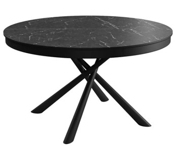 Стол обеденный раскладной DikLine KR120 мрамор черный Калаката/опоры черные в Липецке