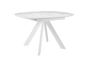 Керамический обеденный стол DikLine BK100 Керамика Белый мрамор/подстолье белое/опоры белые в Липецке