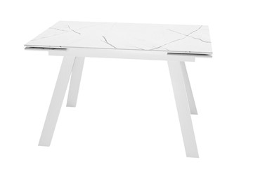 Керамический кухонный стол DikLine DKL140 Керамика Белый мрамор/опоры белые (2 уп.) в Липецке