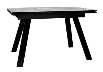 Стол обеденный раскладной DikLine DKL140 Керамика Серый мрамор/опоры черные (2 уп.) в Липецке