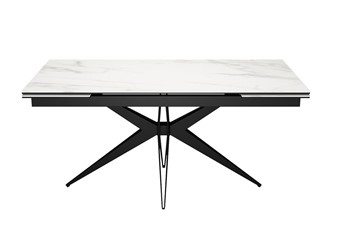 Керамический кухонный стол DikLine KW160 мрамор С41 (керамика белая)/опоры черные в Липецке