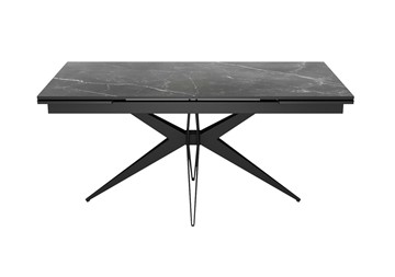 Керамический обеденный стол DikLine KW160 мрамор С45 (керамика черная)/опоры черные в Липецке