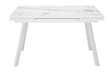 Керамический кухонный стол DikLine SKA125 Керамика Белый мрамор/подстолье белое/опоры белые (2 уп.) в Липецке