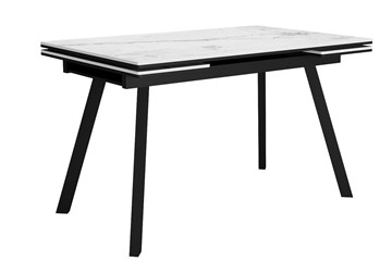 Стол обеденный раскладной DikLine SKA125 Керамика Белый мрамор/подстолье черное/опоры черные (2 уп.) в Липецке