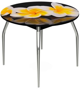 Кухонный раскладной стол Ривьера - Круг, ноги метал. крашеные №24, ФП (Цветы №11) в Липецке